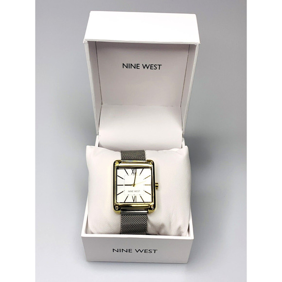 Nine West Women's Mesh Bracelet Watch Two Tone with Extra Extender - Picture 1 of 5